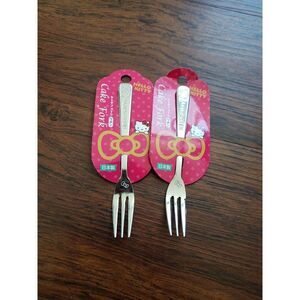 NWT Hello Kitty Chic Edgy Kawaii Cute Stainless Steel Dessert Fork Set 5in